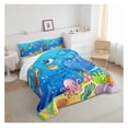 thumbnail image 4 of Marine Animals Comforter Set Full, Octopus Turtle Coral Bedding Set,Underwater World Cartoon Quilt Set 3 Pcs for Kids Teens Adults Room Decor,Sea Blue Duvet Insert with 2 Pillowcases, 4 of 7