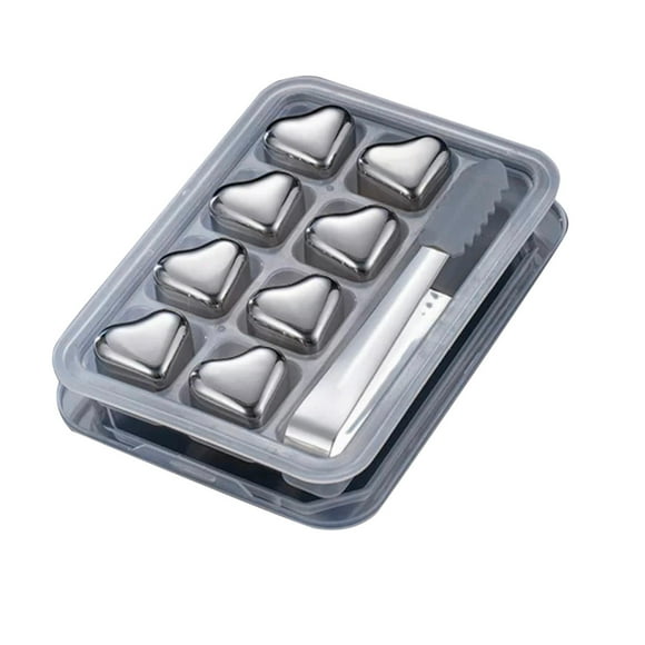 ERK 1Pcs Heart Shaped Stainless Steel Reusable Trays Whiskey Stones For And Perfect Beverage Stones For Drinks Unique Ice Cubes For Alcohol 1ml