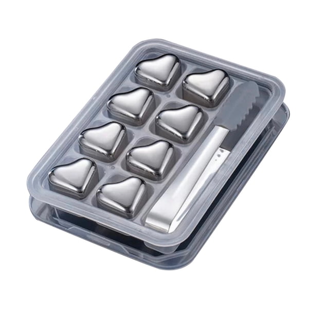 ERK 1Pcs Plateaux Réutilisables en Acier Inoxydable en Forme de Cœur Pierres à Whisky pour et Pierres de Boisson Parfaites Glaçons Uniques pour Alcool 1ml