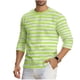 thumbnail image 2 of Ceisia Men's Spring Summer Casual Regular Fit Crew Neck Three-Quarter Sleeve T-Shirt Multi-Color Striped Cotton-Like Jersey Stretch Fabric Army Green XXL Gifts, 2 of 6