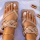 thumbnail image 1 of Pantuflas de playa informales para mujer, con punta abierta, tejidas, con fondo plano y punta cuadrada Wmkox8yii ytu3553, 1 of 3