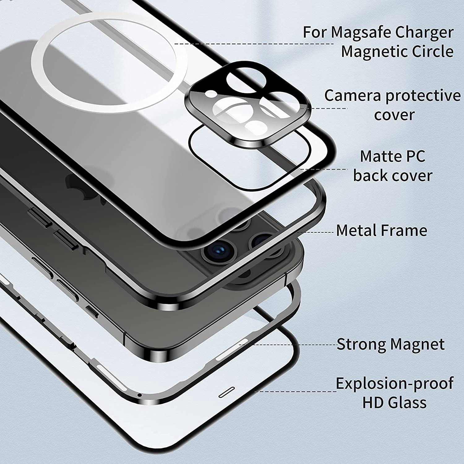 Allytech Slim Thin Case for iPhone 12 Pro (2020), Compatible with MagSafe Accessories Built-in Screen Protector & Camera Lens Protector Shockproof Magnetic Case for iPhone 12 Pro, Black