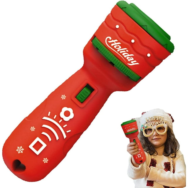 Projector Flashlights for Kids - Slide Projector Flashlight Story Projection Torch - Early Learning Educational Toy with Christmas Designs (Red)