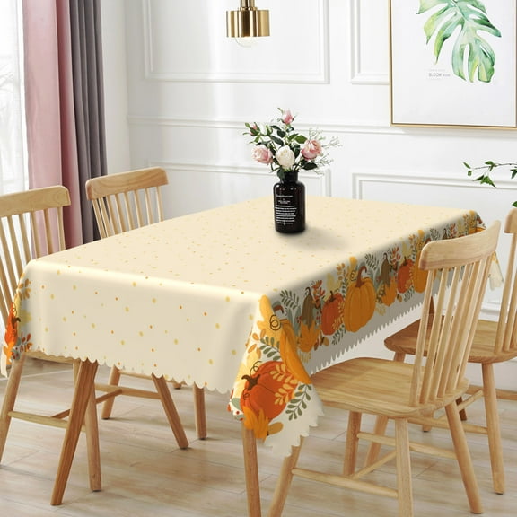 Nanqianyi Yellow Tablecloth Autumn Pumpkins Fruit 54" x 72", Rectangle Table Cloth for Dinning,Kitchen,Party