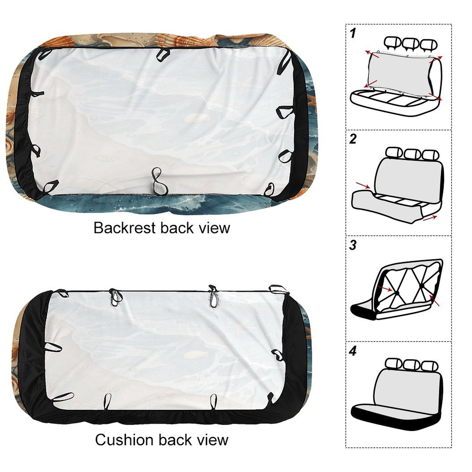 Beach Seashell Starfish Car Rear Seat Cover Accessories Universal Fit Car Seat Covers Durable