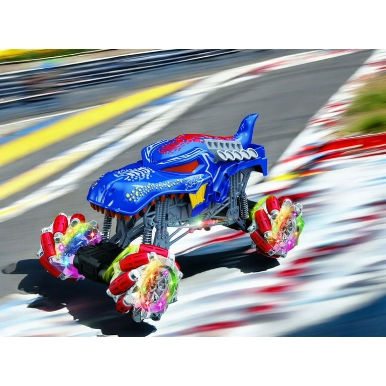 RCトラック 青龍デザイン LEDライト付き　デコトラ Blue Dragon Remote Control Racer Speed Car - LED Wheel Lights