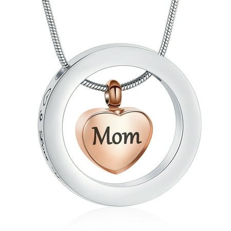 Heart Cremation Jewelry for Ashes, Engraved Love You To the Moon and Sun Back Memorial Urn Necklace Keepsake Cremation Pendant Jewelry
