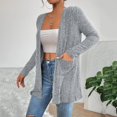 thumbnail image 2 of JUUNthy Cardigan for Womens, Open Front Long Sleeve Ribbed Knit Mid Length Sweater Outerwear with Pockets Red XL, 2 of 12