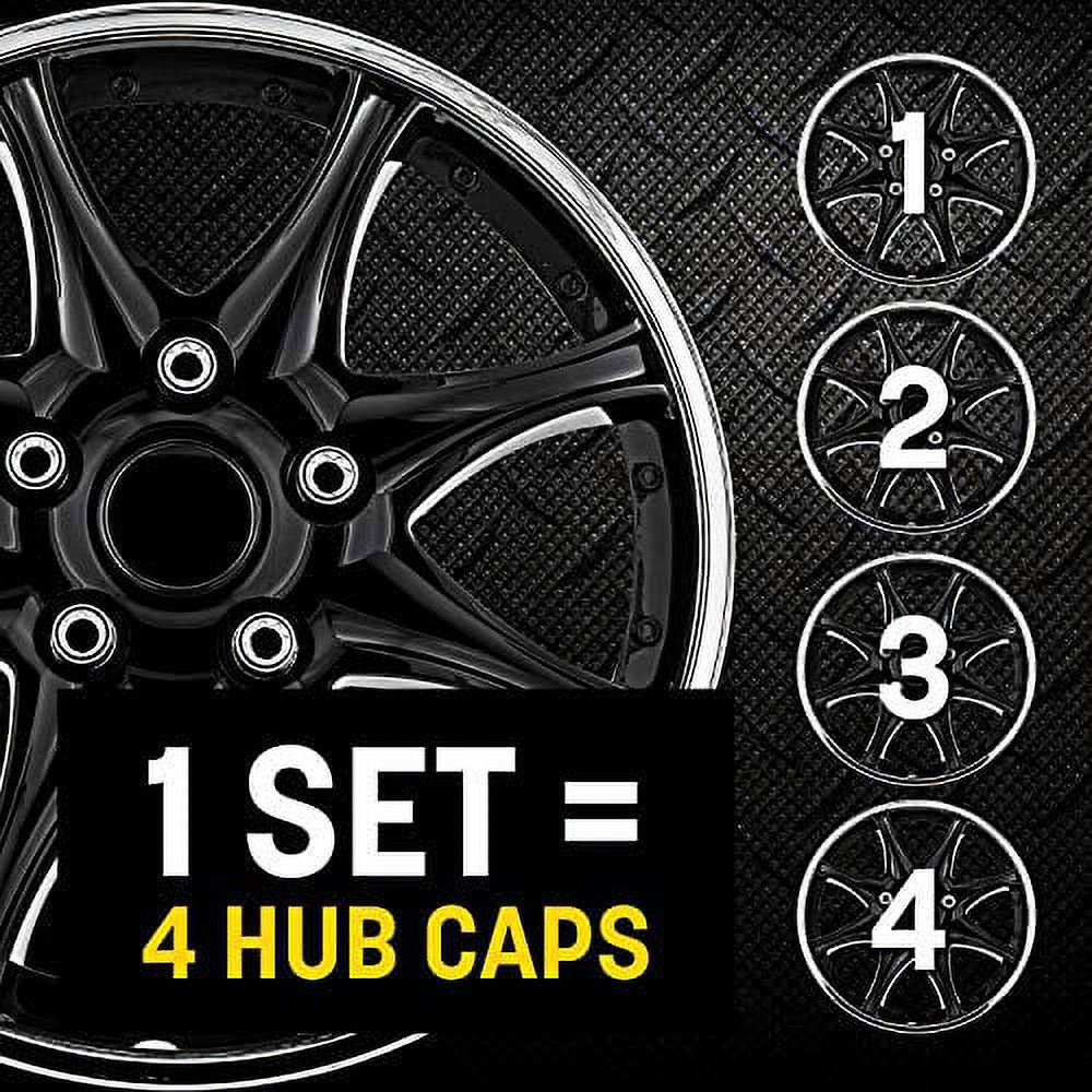 Pilot Automotive 17" Formula Wheel Covers Universal Hubcaps Matte Black & Chrome Set of 4