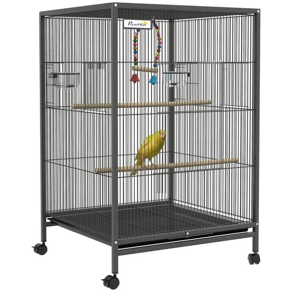 PawHut 29" Bird Cage with Rolling Stand for Parrots, Love Birds, Finches