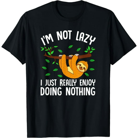Lazy Sloth On a Tree Doing Nothing Unisex T-Shirt for Men Women Kids Toddler