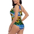 thumbnail image 4 of Rateoe Landscape With Sunflowers Pattern Women One Piece Swimsuits Tummy Control One Shoulder Bathing Suits Ruffle Swimwear-, 4 of 6