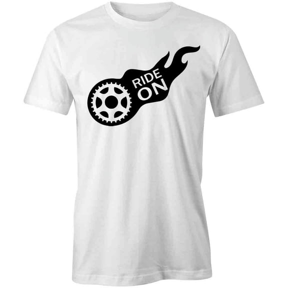 Ride On T-Shirt | Cool Cycling White Tee Gift