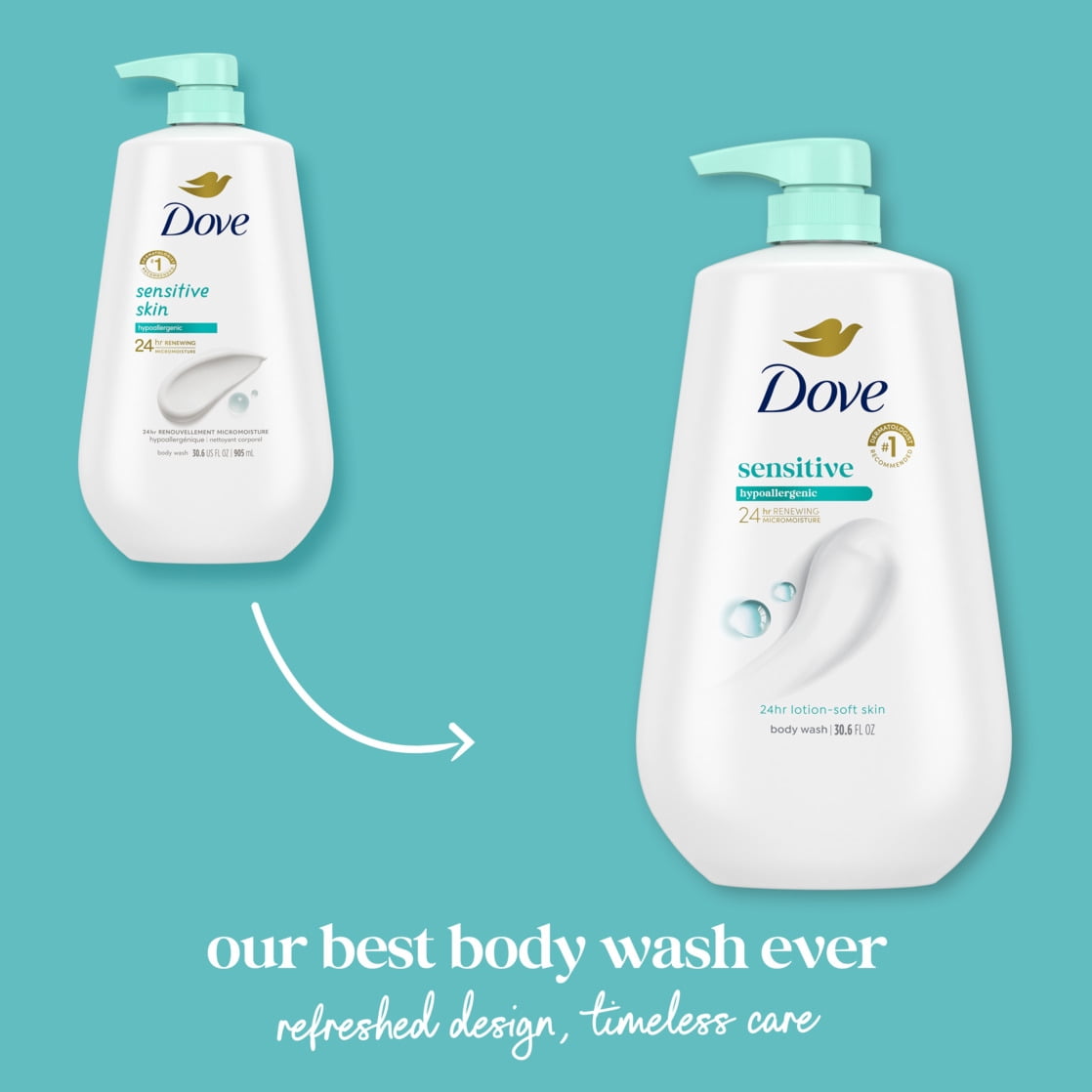(2 pack) Dove Body Wash with Pump Sensitive Skin, 30.6 fl oz