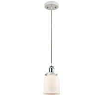 916-1P-WPC-G51-Innovations Lighting-Bell - 1 Light Cord Hung Mini Pendant In Industrial Style-10 Inches Tall and 5 Inches Wide-White/Polished Chrome