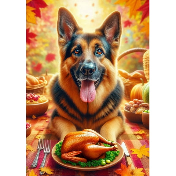 German Shepherd - Best of Breed DCR Thanksgiving House Flag 28" x 40"