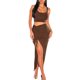 thumbnail image 1 of VISgogo Traje de falda corta para mujer Color sólido Sin mangas Cuello en U Crop Tank Tops + Falda con abertura lateral fruncida VISgogo moda, 1 of 9