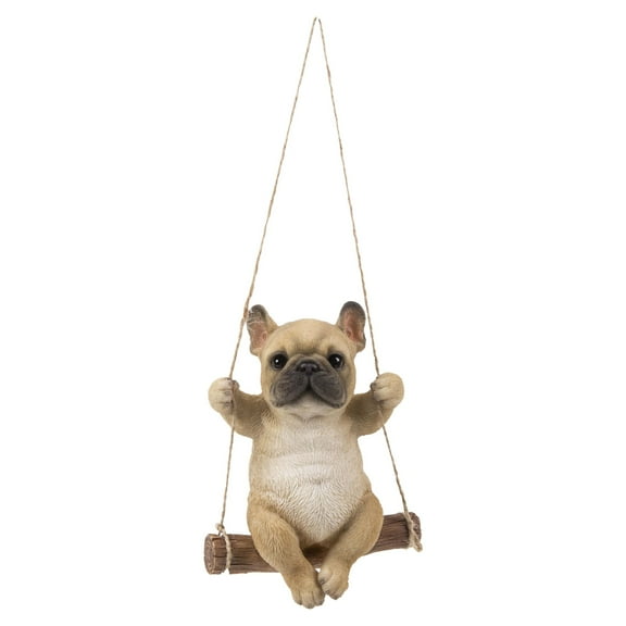 Hi-Line Gifts French Bulldog on Swing Outdoor Ornament - 5.25"