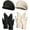 Black, Beige, variant on 4 Pieces Women Winter Hat and Glove Set, Warm Knitted Beanie Hat Snow Ski Skull Cap with Visor and TouchScreen Glove