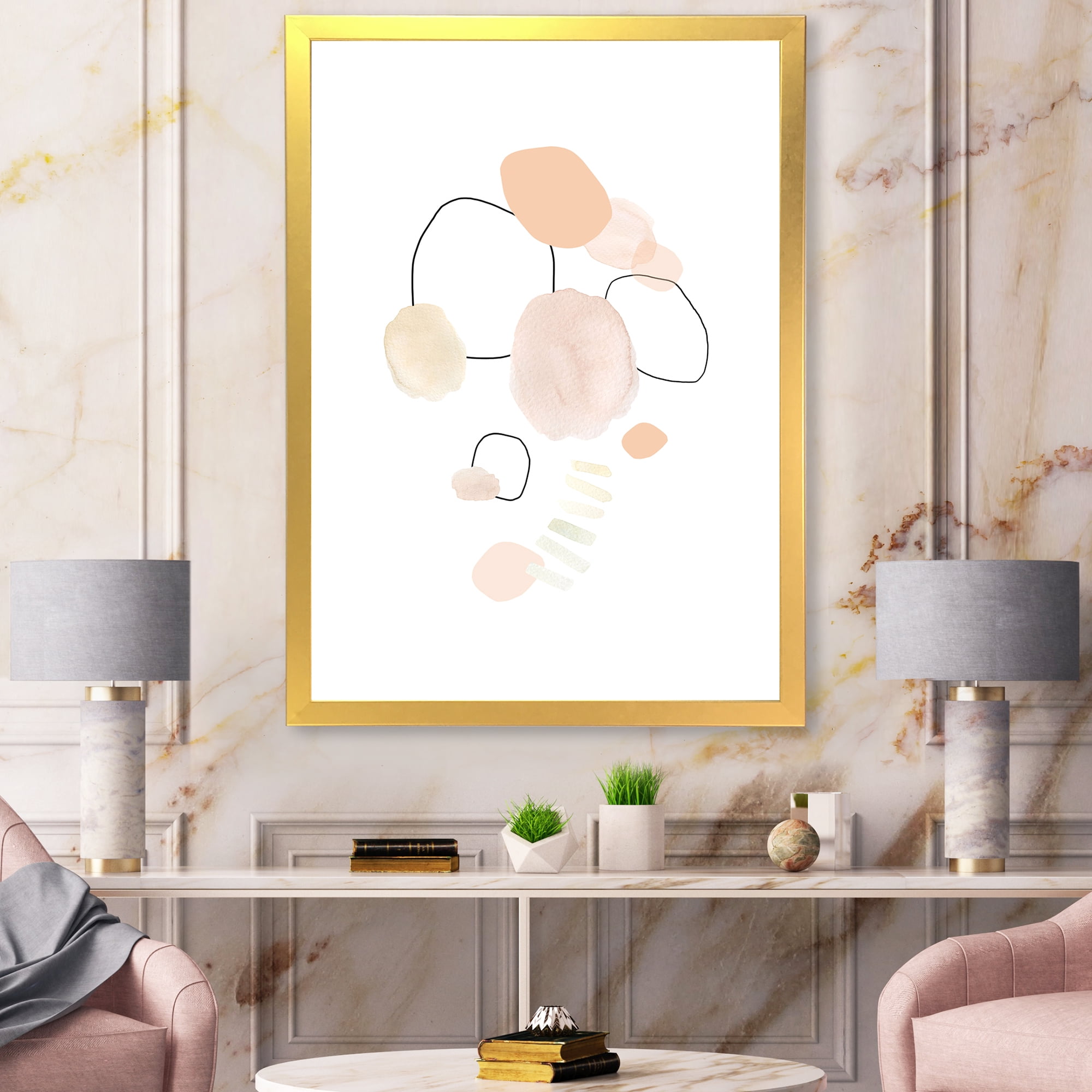 Designart 'Watercolour Stains On White' Shabby Chic Framed Art Print
