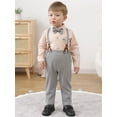 thumbnail image 5 of CARETOO Toddler Baby Boy Clothes Suit Gentleman Wedding Formal Dress Shirt Bowtie Suspender Pants, 5 of 13
