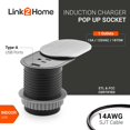 thumbnail image 2 of Link2Home Enchufe Ahorrador de Espacio con Ojal y USB 1 Toma de Corriente 15A 1 Puerto USB 2.4A Carga Rápida Resistente a Salpicaduras y Acabado en Acero Inoxidable, 2 of 5