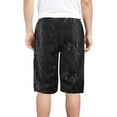 thumbnail image 2 of Men's Patterned Casual Drawstring Cotton Blend Soft Fleece Athletic Shorts (Black, XL), 2 of 3