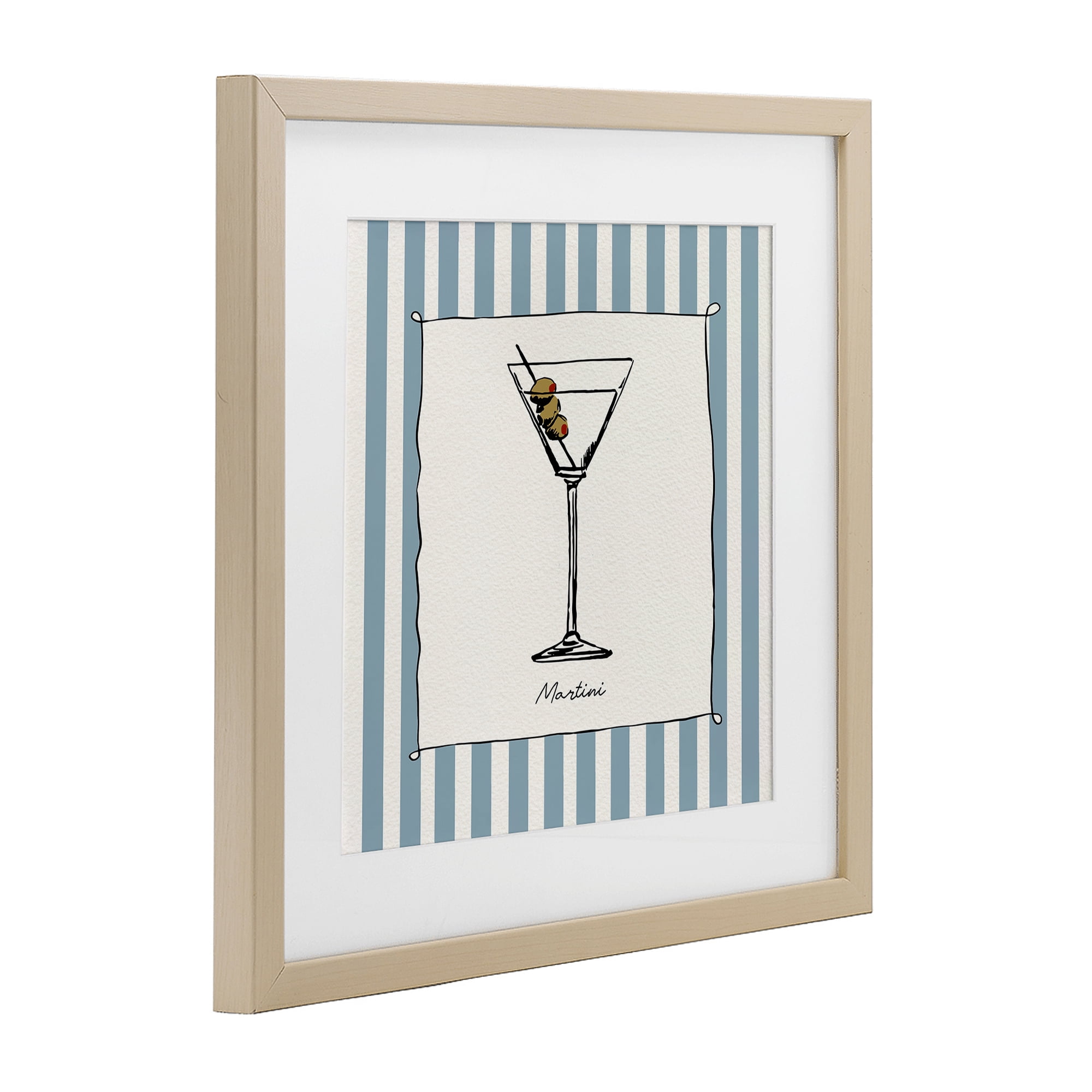 Stupell Industries Martini Summer Stripes Birch Framed Print Under Glass, design by Susan Jill