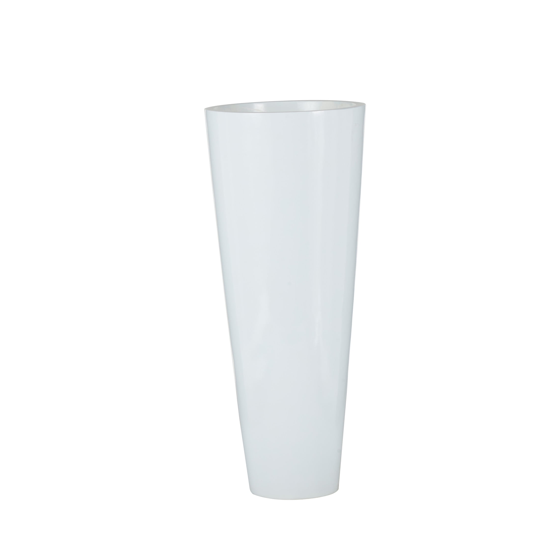 DecMode 36" Floor White Fiberglass Vase