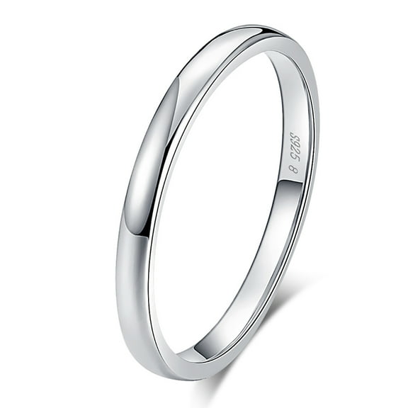 Wedding Band Ring for Men or Women Plain 2mm Sterling Silver Ginger Lyne Collection