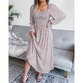 thumbnail image 4 of LEZMORE Fashion Dresses for Women Spring and Summer Square Neck Long Sleeve Cotton Blend Dress Pleated Long Dresses, Gray, 4 of 8