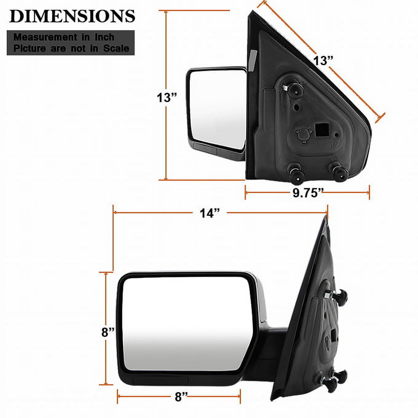 AKKON - For 2004-2014 F150 F-150 Pickup Truck Extendable Towing Manual Mirrors Driver Left Side Replacement