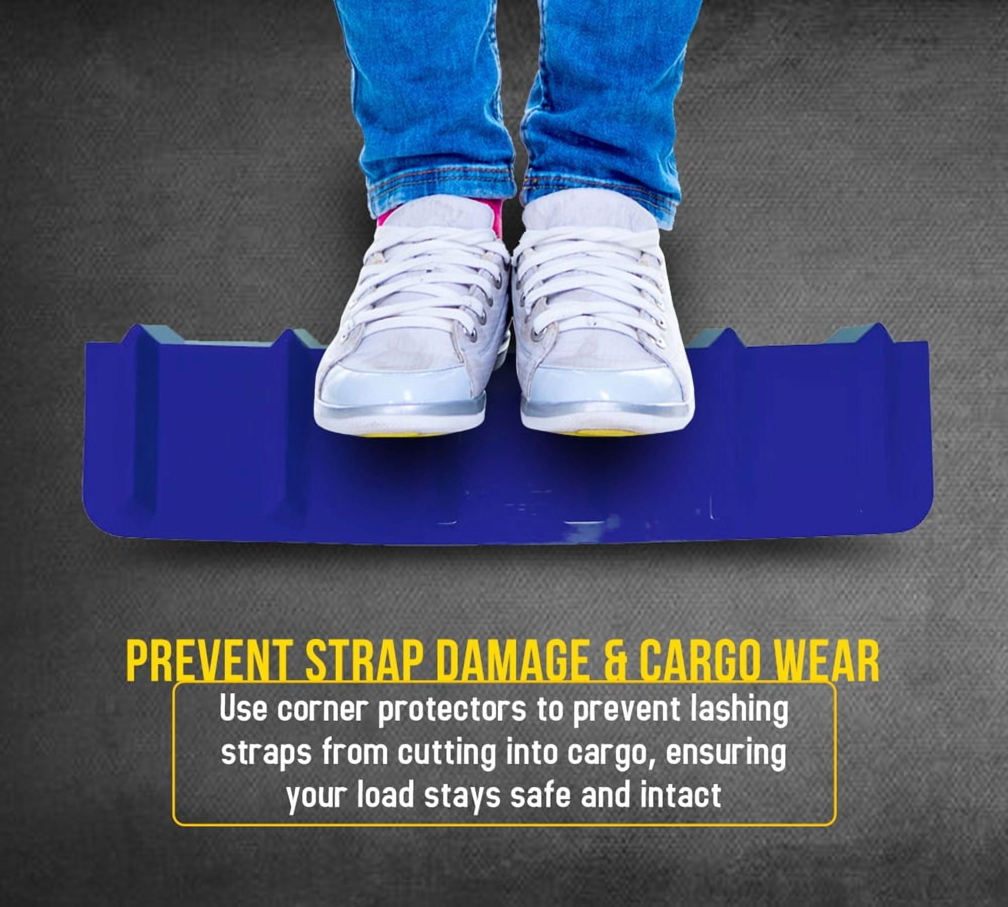 10 Pack Blue Flatbed Edge Protectors - 8" x 8" x 36" |  V Shaped Winch Ratchet Straps Plastic Corner Protector for Flatbed Cargo Load