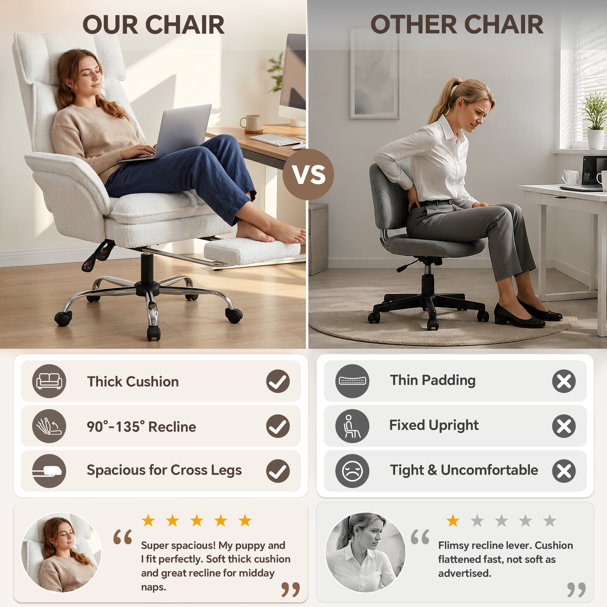 Mr Ironstone Reclining Office Chair with Footrest, White photo 6