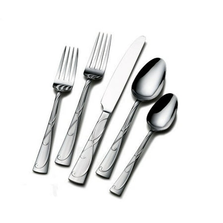 Gourmet Basics by Mikasa Blossom 20-Piece Stainless Steel Flatware Set, Service for 4