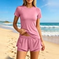 thumbnail image 2 of Two Piece Sets for Womens Summer Solid Color Thin Yoga Sports Outdoor Running Training Quick Drying Fitness Set Athletic Gym Yoga Outfits Summer Casual Outfits, 2 of 5