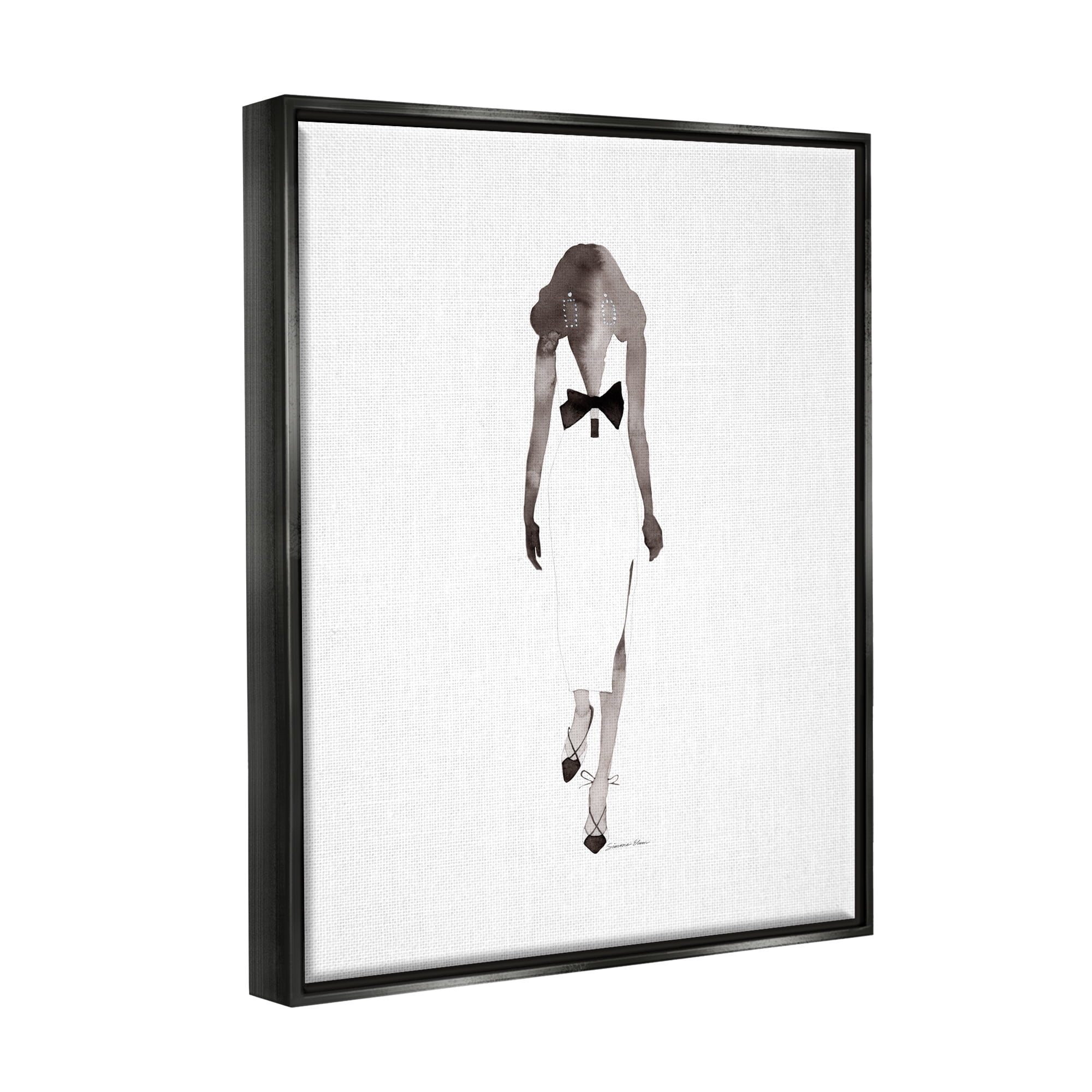 Stupell Industries Minimal Woman on White Beauty & Fashion Painting Black Floater Framed Art Print Wall Art, 25 x 31