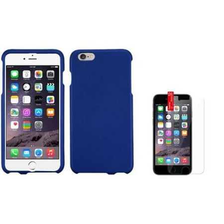 Rubberized Blue Snap - Insten Dark Blue Hard Snap On Case Shell For iPhone 6S Plus / 6 Plus +Protector Guard