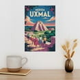 thumbnail image 3 of Vintage Retro Travel Poster Wall Print Uxmal Pyramid Merida Mexico Panoramic View Mayan Ruins Art Canvas Poster, 3 of 8