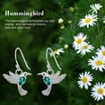 thumbnail image 2 of Encantadoras joyas de pájaros voladores para niñas y mujeres Pendientes de colibrí de plata y cristal verde, 2 of 8