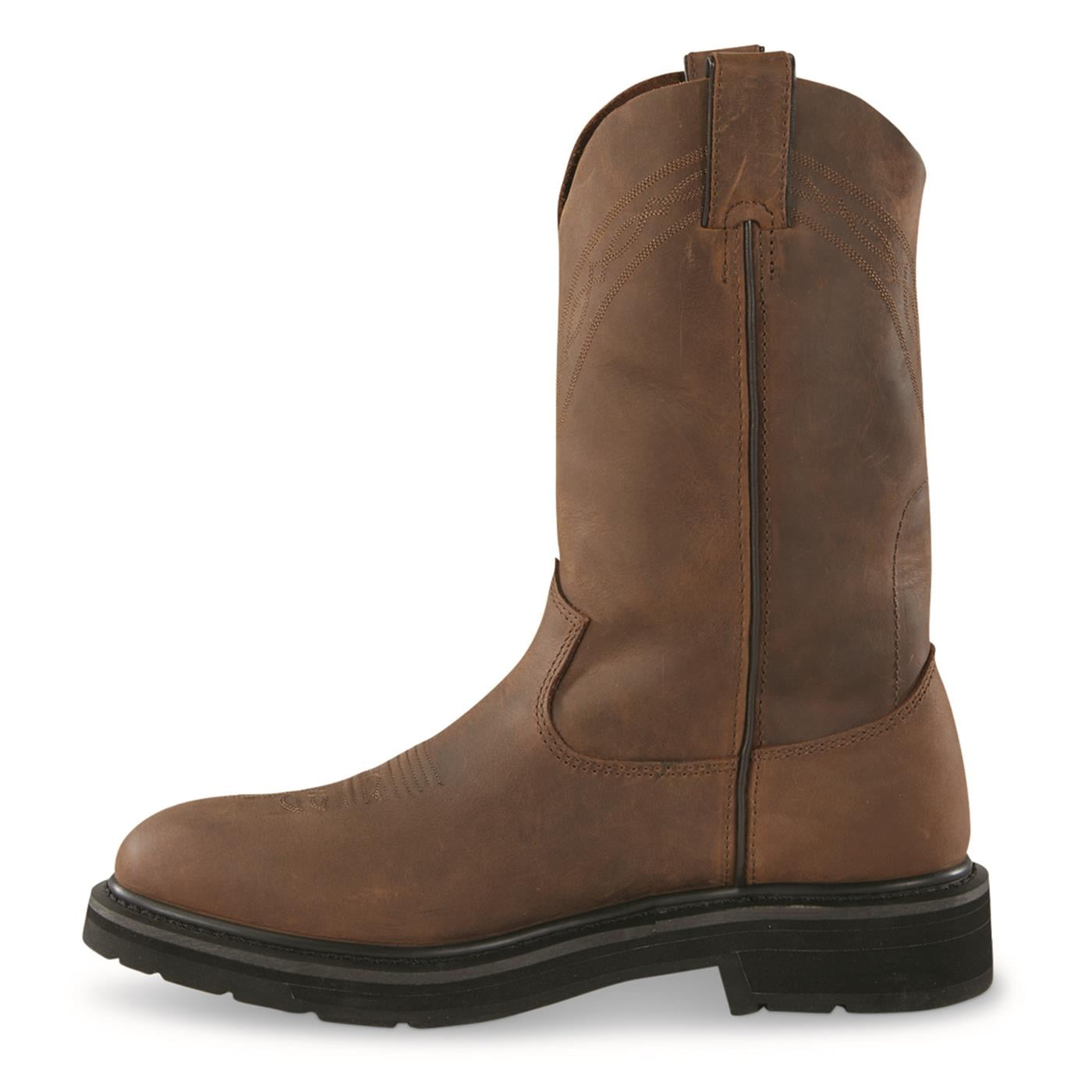 Guide Gear Men's Western Work 2.0 Pull-On Work Boots Distressed Brown 11D     (Medium)