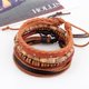 thumbnail image 4 of 5 pulseras de madera de 5 estilos, ajustables, de cuero sintético tejido, apilables, étnicas, tribales, de cáñamo, con cuentas de concha de coco de madera natural, para proteger los brazos., 4 of 7