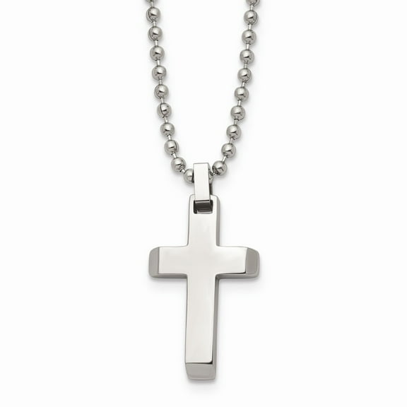 Stainless Steel Polished Cross 20in Necklace; 20 inch; for Adults and Teens; for Women and Men