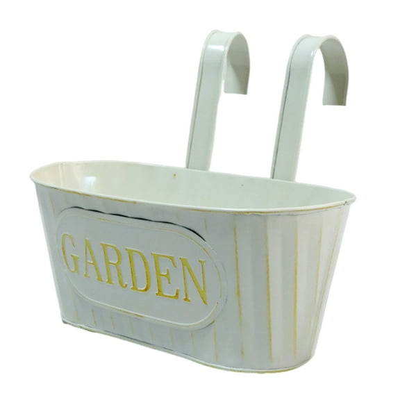 Over Fence Planter Iron Hanging Flower Pot Railing Planter with Detachable Hooks for Home Garden Fence Deck Railing Terrace