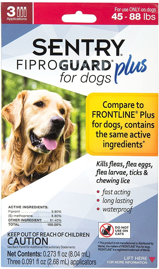 Sentry Fiproguard Plus Squeeze-On for Dogs, 45-88 Pounds, 3 Count