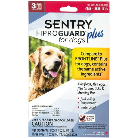 UPC: 0073091031628 | Sentry Fiproguard Plus Squeeze-On for Dogs  45-88 Pounds  3 Count