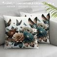 thumbnail image 3 of GOSMITH  Butterfly with Orchids in a Bouquet，Pillow Cute Design Home Sofa Decorative Cushion Cover Square,Blue and Black, 3 of 5