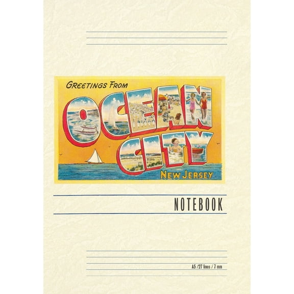 Vintage Lined Notebook Greetings from Ocean City, New Jersey, (Paperback)
