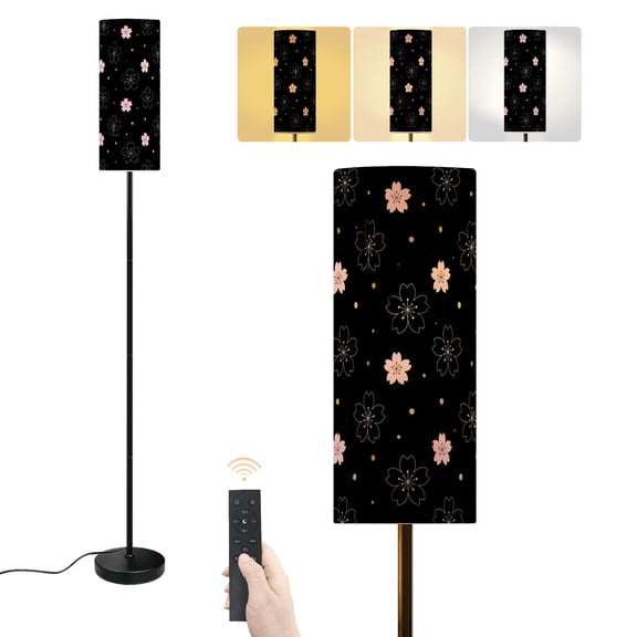 Floor Lamp Gothic Cathedral Under Full Moon Red Roses Candles Dimmable Modern Standing Lamp with Lampshade Remote Footswitch Tall Pole Corner Lamp for Living Room Bedroom Office
