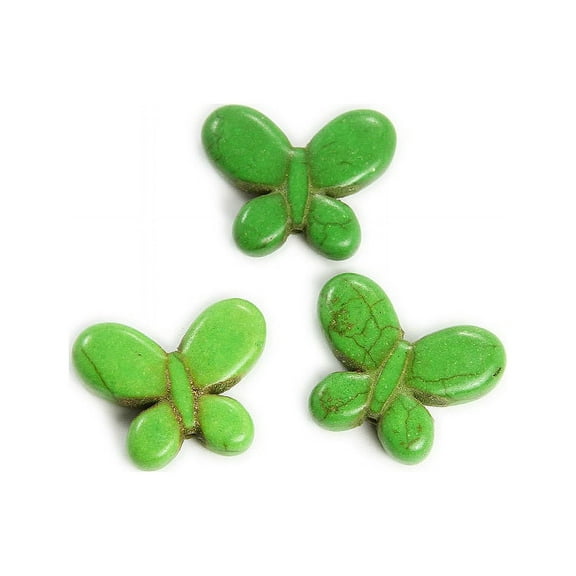 20x25mm Pack Of 6 Green Howlite Carved Small Butterfly Beads Genuine Gemstone Natural Jewelry Making